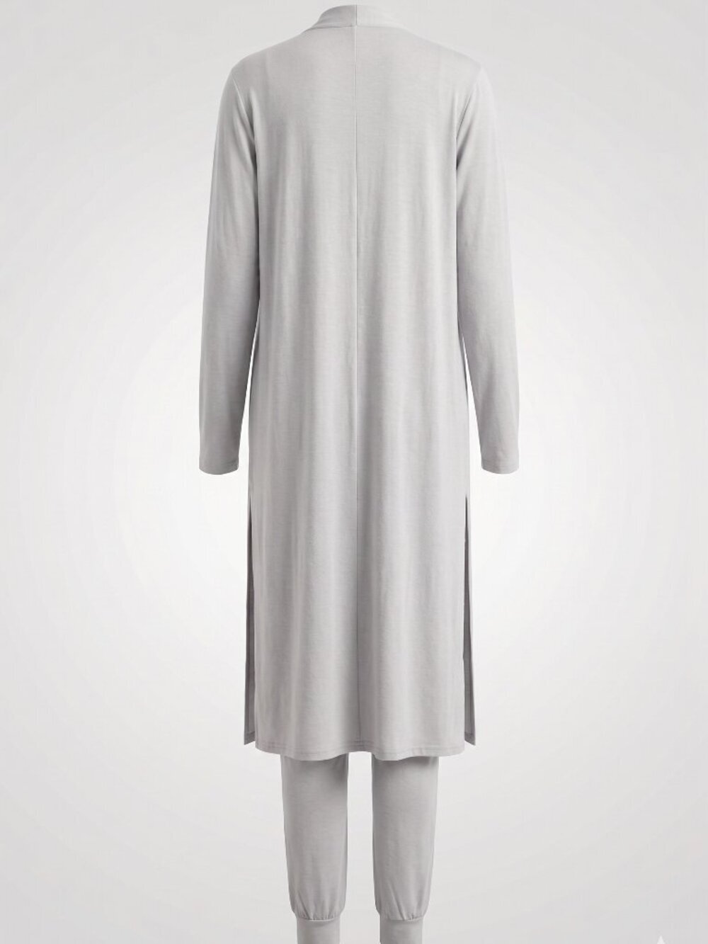 Light Grey Long Duster Cardigan & Jogger Lounge Set – 2-Piece Women - Picture 3 of 3